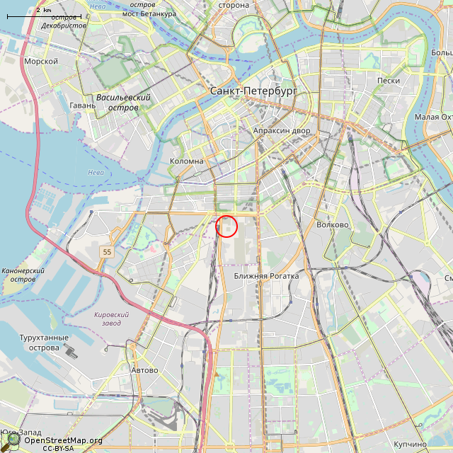 Карта где находится Памятник погибшим сотрудникам Подъемтрансмаша (Санкт-Петербург) в мелком масштабе