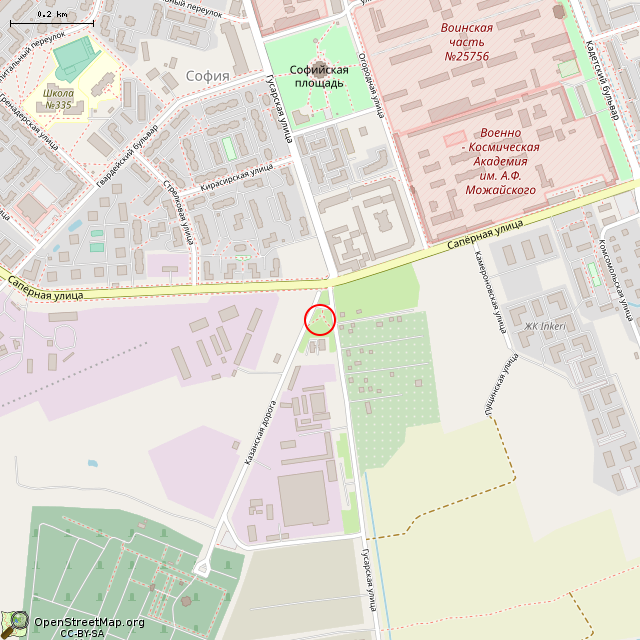 Карта где находится Памятник воинам-интернационалистам (Санкт-Петербург) в среднем масштабе