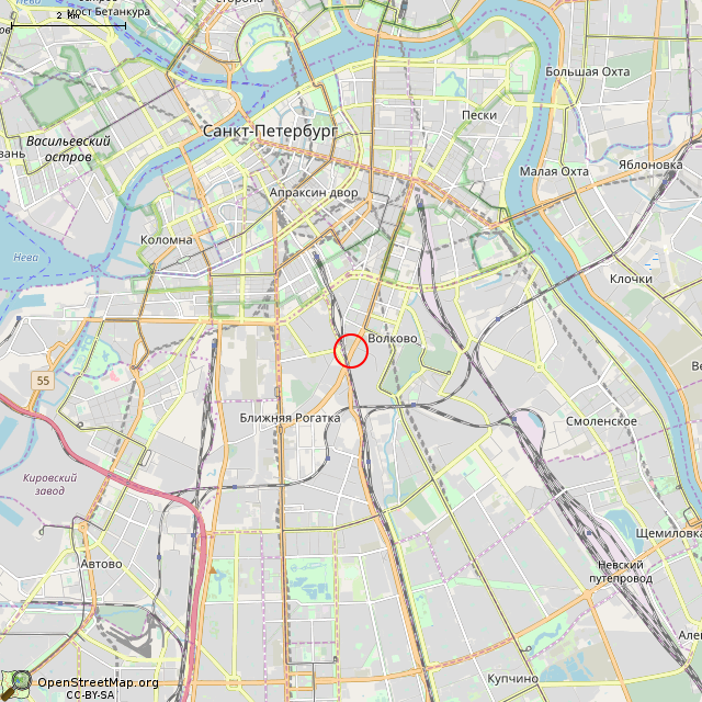 Карта где находится Башня (Санкт-Петербург) в мелком масштабе
