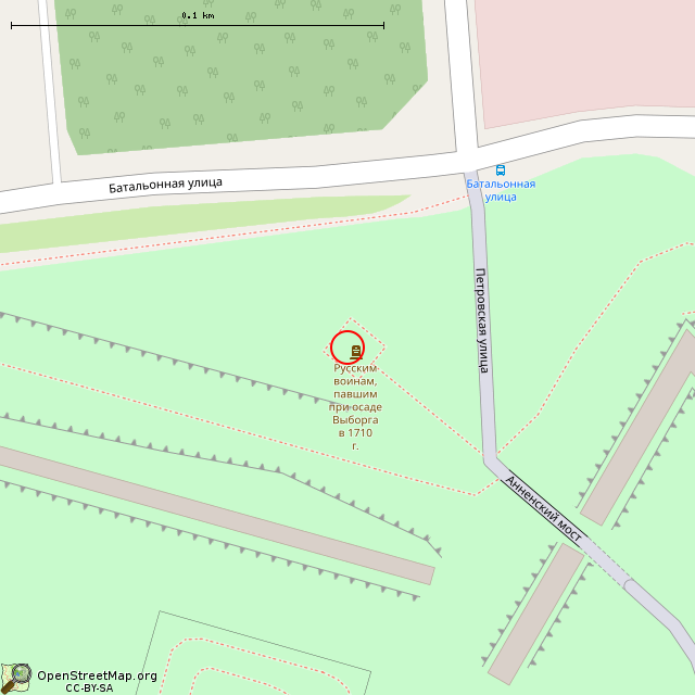 Карта где находится Мемориал русским воинам, штурмовавшим Выборг (Выборг) в крупном масштабе