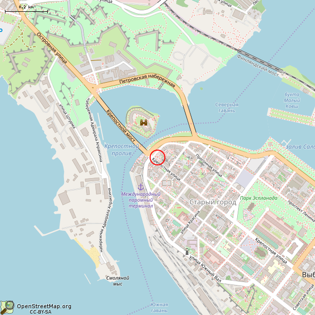 Карта где находится Памятник Торгильсу Кнутссону (Выборг) в среднем масштабе