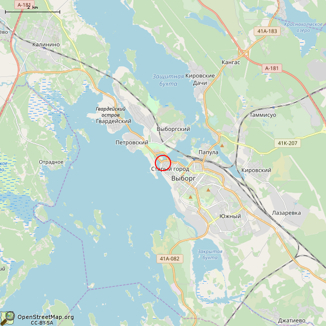 Карта где находится Памятник Торгильсу Кнутссону (Выборг) в мелком масштабе