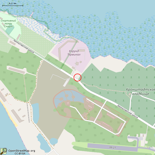 Карта где находится Мемориал «Кронштадтский» (Санкт-Петербург) в среднем масштабе