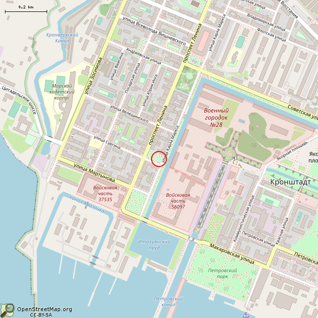 Карта где находится Памятник В. И. Ленину (Санкт-Петербург) в среднем масштабе