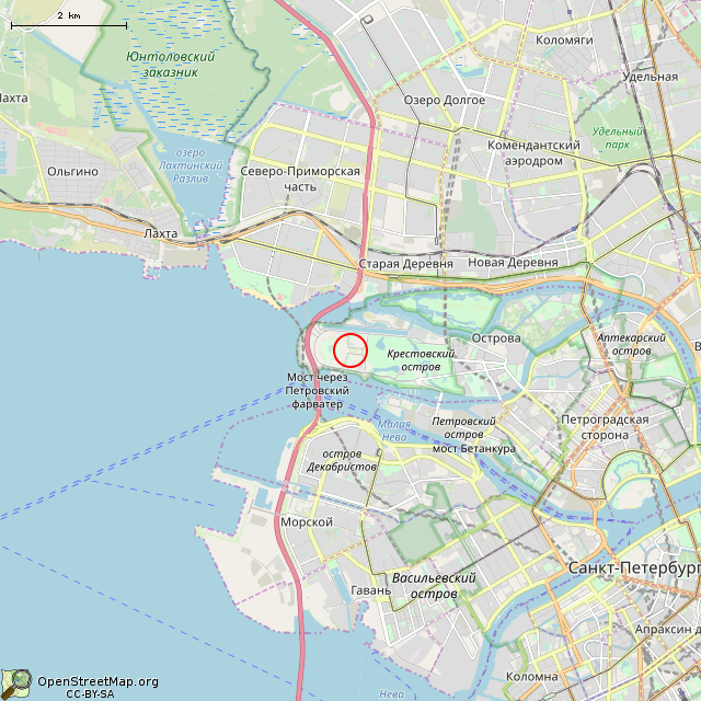 Карта где находится Памятник С. М. Кирову (Санкт-Петербург) в мелком масштабе