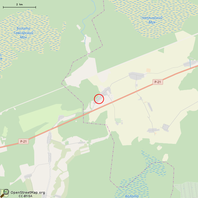 Карта где находится Здание бывшего магазина (Лужа) в мелком масштабе