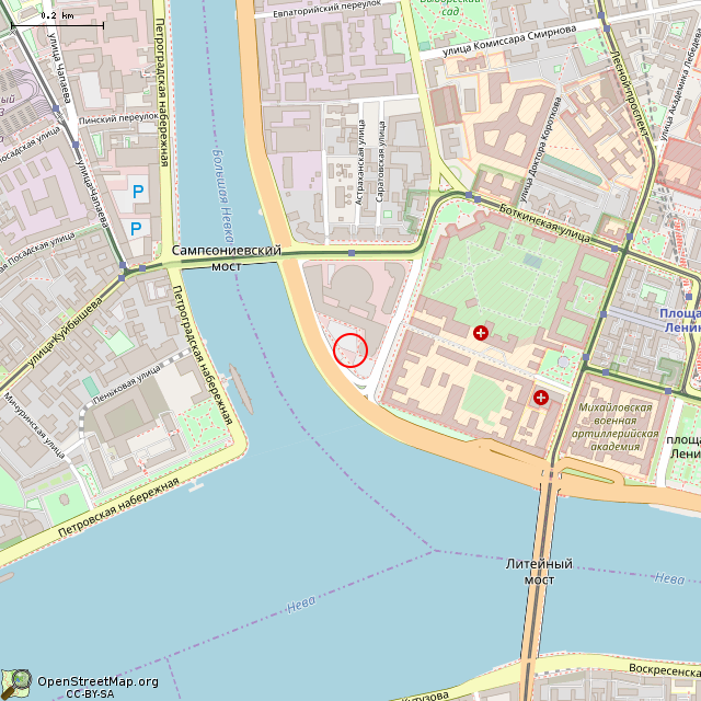 Карта где находится Памятный знак фрегату «Крейсер» (Санкт-Петербург) в среднем масштабе