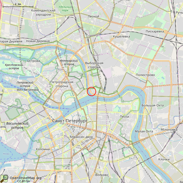 Карта где находится Памятный знак фрегату «Крейсер» (Санкт-Петербург) в мелком масштабе