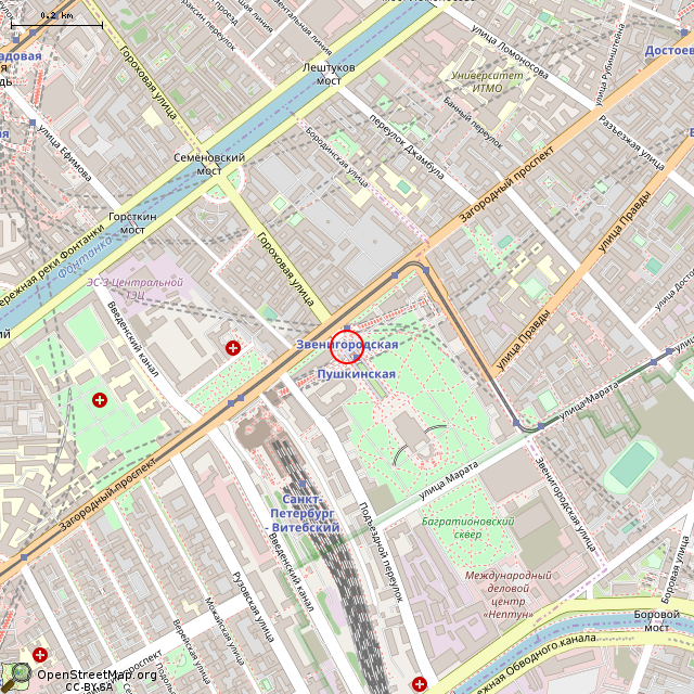 Карта где находится Памятник А. С. Грибоедову (Санкт-Петербург) в среднем масштабе