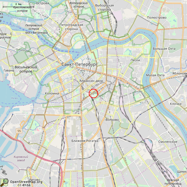 Карта где находится Памятник А. С. Грибоедову (Санкт-Петербург) в мелком масштабе