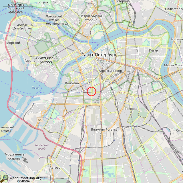 Карта где находится Колонна Славы (Санкт-Петербург) в мелком масштабе