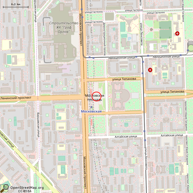 Карта где находится Памятник В. И. Ленину (Санкт-Петербург) в среднем масштабе