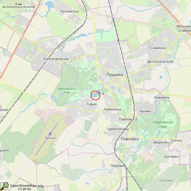 Карта где находится Чесменская (Орловская) колонна (Санкт-Петербург) в мелком масштабе