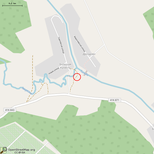 Карта где находится Немецкая двухамбразурная дерево-бетонная огневая точка DU-40 в среднем масштабе