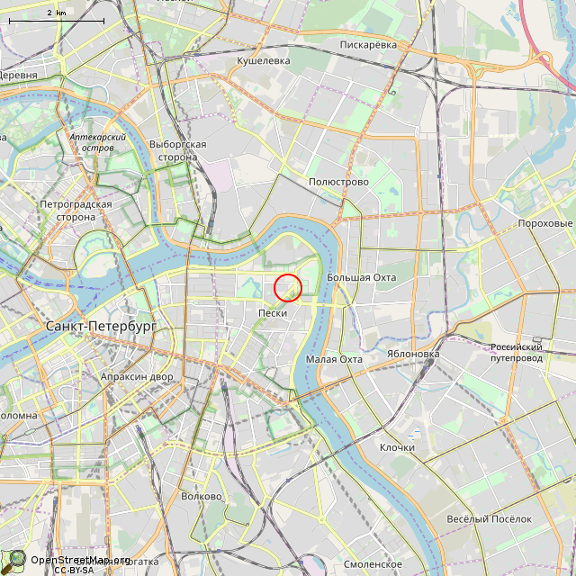 Карта где находится Музей фонарей под открытым небом (Санкт-Петербург) в мелком масштабе