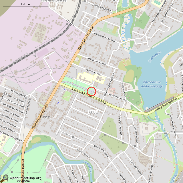 Карта где находится Памятник В. И. Ленину (Кривой Рог) в среднем масштабе