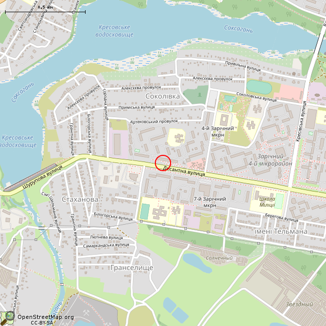 Карта где находится Заброшенный фонтан (Кривой Рог) в среднем масштабе