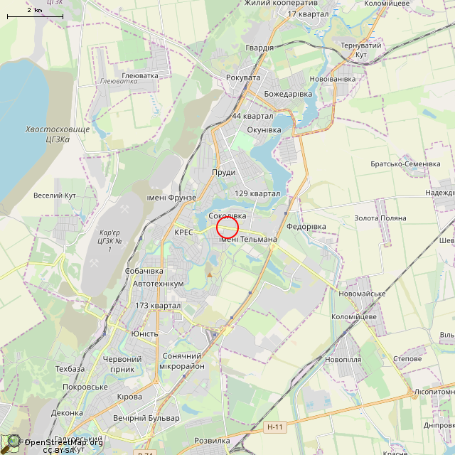 Карта где находится Заброшенный фонтан (Кривой Рог) в мелком масштабе