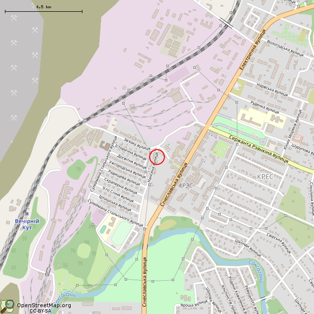 Карта где находится Заброшенный дом (Кривой Рог) в среднем масштабе