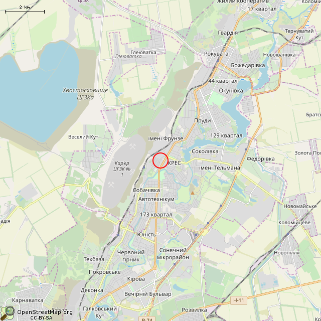 Карта где находится Заброшенный дом (Кривой Рог) в мелком масштабе