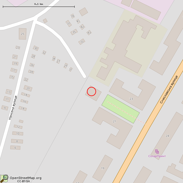 Карта где находится Нежилое здание (Кривой Рог) в крупном масштабе