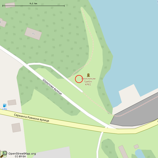 Карта где находится Памятник защитникам плотины КРЭС (Кривой Рог) в крупном масштабе