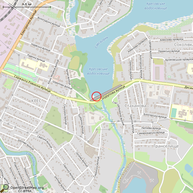 Карта где находится Остатки гидротехнических сооружений (Кривой Рог) в среднем масштабе