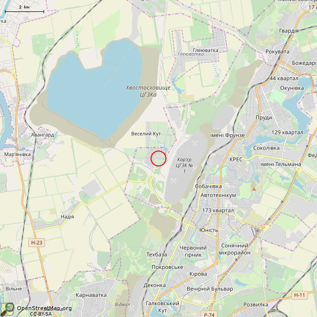 Карта где находится Заброшенная трансформаторная подстанция (Кривой Рог) в мелком масштабе