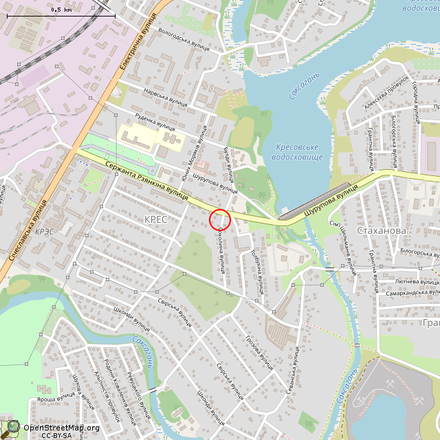 Карта где находится Ворота у дому № 6 (Кривой Рог) в среднем масштабе