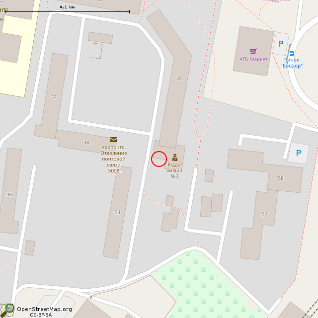 Карта где находится Бывший горотдел милиции № 3 (Кривой Рог) в крупном масштабе