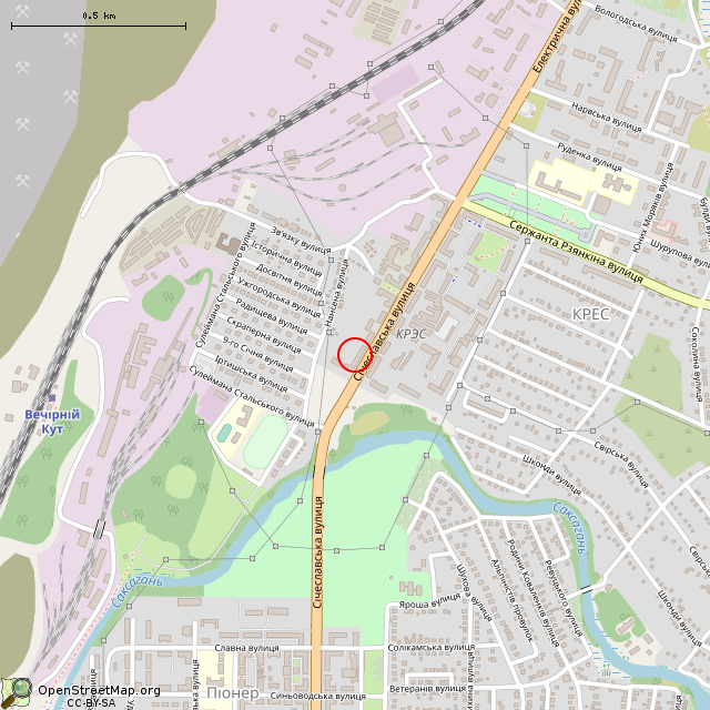 Карта где находится Дымовая труба (Кривой Рог) в среднем масштабе