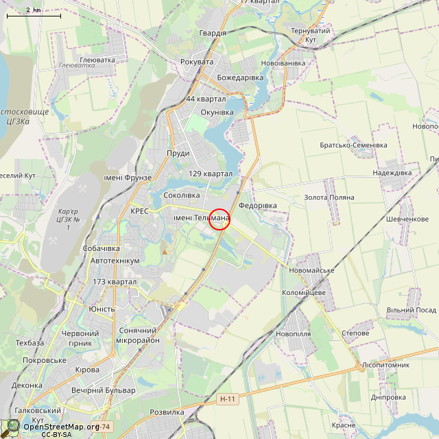 Карта где находится Бывший минимаркет «Оливье» (Кривой Рог) в мелком масштабе