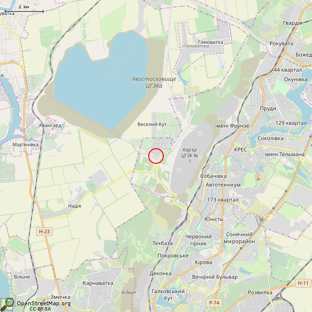 Карта где находится Бывшее управление механизации «Кривбассрудоремонт» (Кривой Рог) в мелком масштабе