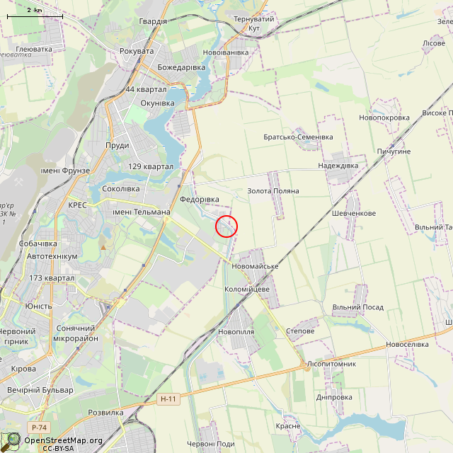 Карта где находится Плотина (Кривой Рог) в мелком масштабе