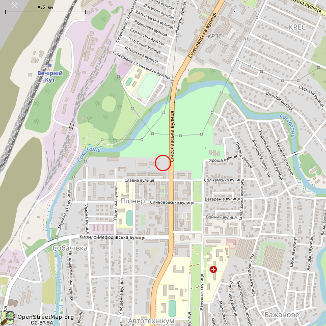 Карта где находится Скульптура «Горняк» (Кривой Рог) в среднем масштабе