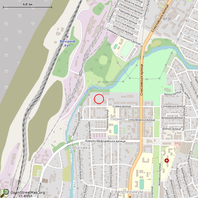 Карта где находится Остатки трансформаторной подстанции (Кривой Рог) в среднем масштабе