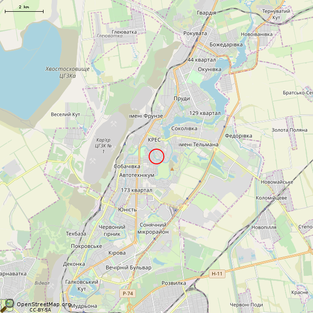 Карта где находится Главный корпус профилактория (Кривой Рог) в мелком масштабе
