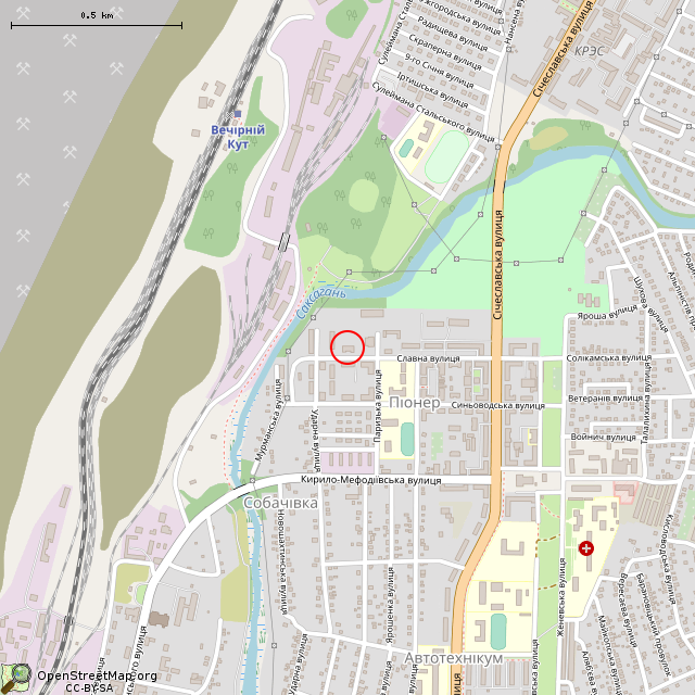 Карта где находится Бывший банно-прачечный комбинат (Кривой Рог) в среднем масштабе