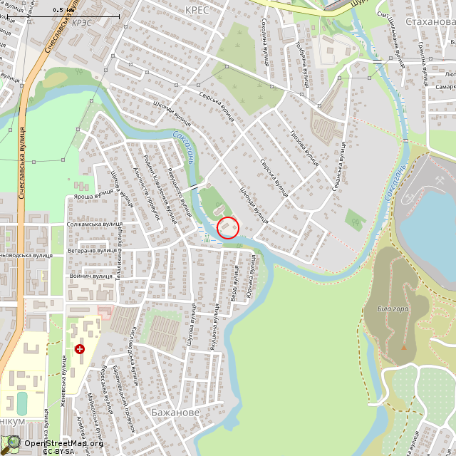 Карта где находится Заброшенный склад (Кривой Рог) в среднем масштабе