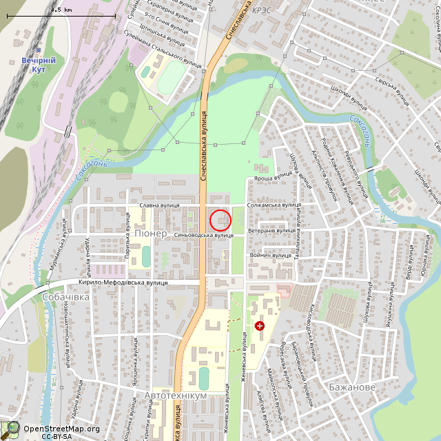 Карта где находится Бывшая столовая (Кривой Рог) в среднем масштабе