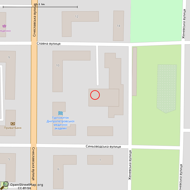 Карта где находится Бывшая столовая (Кривой Рог) в крупном масштабе