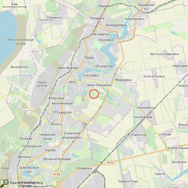 Карта где находится Отстойник (Кривой Рог) в мелком масштабе