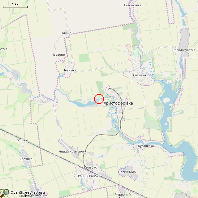 Карта где находится Плотина Христофоровского водохранилища в мелком масштабе