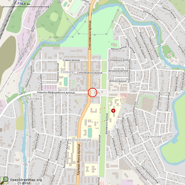 Карта где находится Неработающий фонтан (Кривой Рог) в среднем масштабе