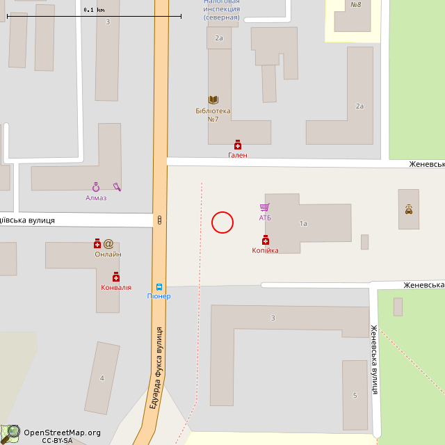 Карта где находится Неработающий фонтан (Кривой Рог) в крупном масштабе