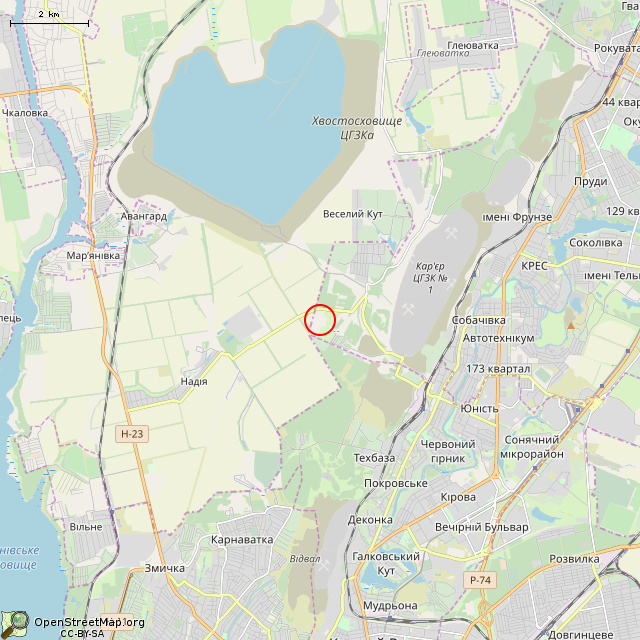 Карта где находится Руины СТФ (Кривой Рог) в мелком масштабе