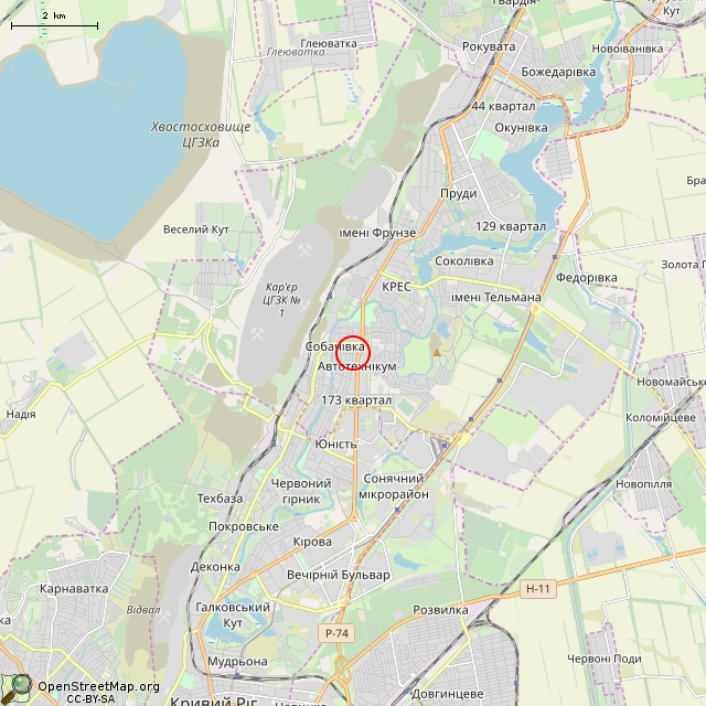 Карта где находится Заброшенный дом (Кривой Рог) в мелком масштабе