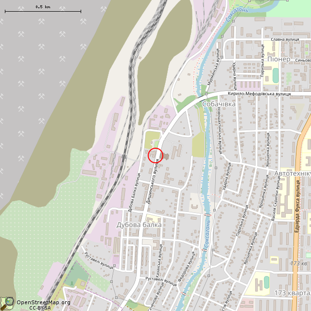 Карта где находится Скульптура «Сварщик» (Кривой Рог) в среднем масштабе