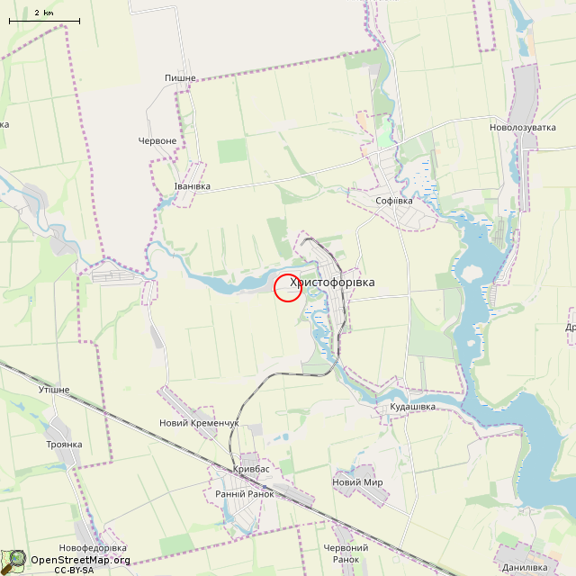 Карта где находится Автобусная остановка (Христофоровка) в мелком масштабе