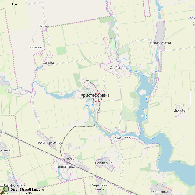 Карта где находится Военный мемориал (Христофоровка)      | Вторая мировая война, военный памятник / мемориал, воинское захоронение, братская могила в мелком масштабе